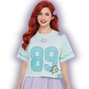 Disney The Little Mermaid Princess Ariel Women's Cropped Football Jersey